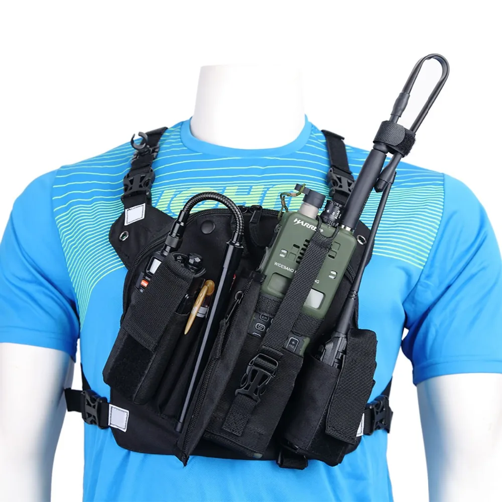Nylon Two Way Radio Pouch Chest Front Pack Pocket Walkie Talkie Harness Vest Bag Holder Carry Case for Baofeng UV-5R UV-82 Radio