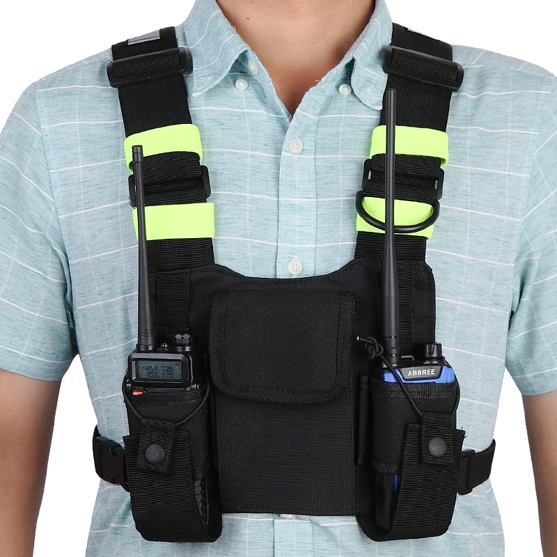 Nylon Two Way Radio Pouch Chest Front Pack Pocket Walkie Talkie Harness Vest Bag Holder Carry Case for Baofeng UV-5R UV-82 Radio