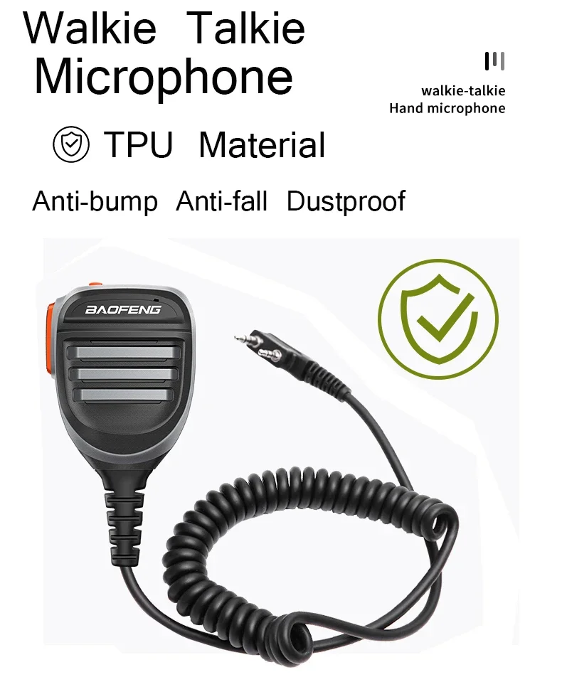 Baofeng UV-5R PTT Waterproof UV-9R Walkie Talkie Speaker Radio Microphone Keenwood 2-Pin Type Handheld Mic For UV-82 UV16 888S