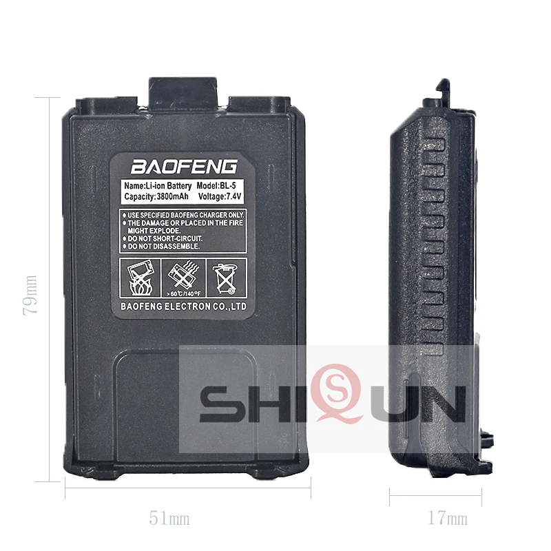 Baofeng UV-5R Battery TYPE C 3800mAh Enlarge USB C Li-ion Battery Replacement BF-F8HP Radio BL-5/BL-5L UV-5RA GT-5R UV-5X3 UV 5R