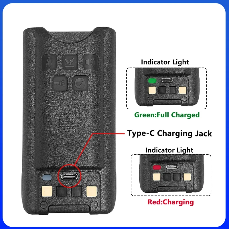 Baofeng UV-9R Pro V2 Battery 2800/4800mAh UV9R Plus Enlarge Li-ion Battery Type-C Charging BL-9 For UV9R Pro GMRS-9R UV-9G Radio