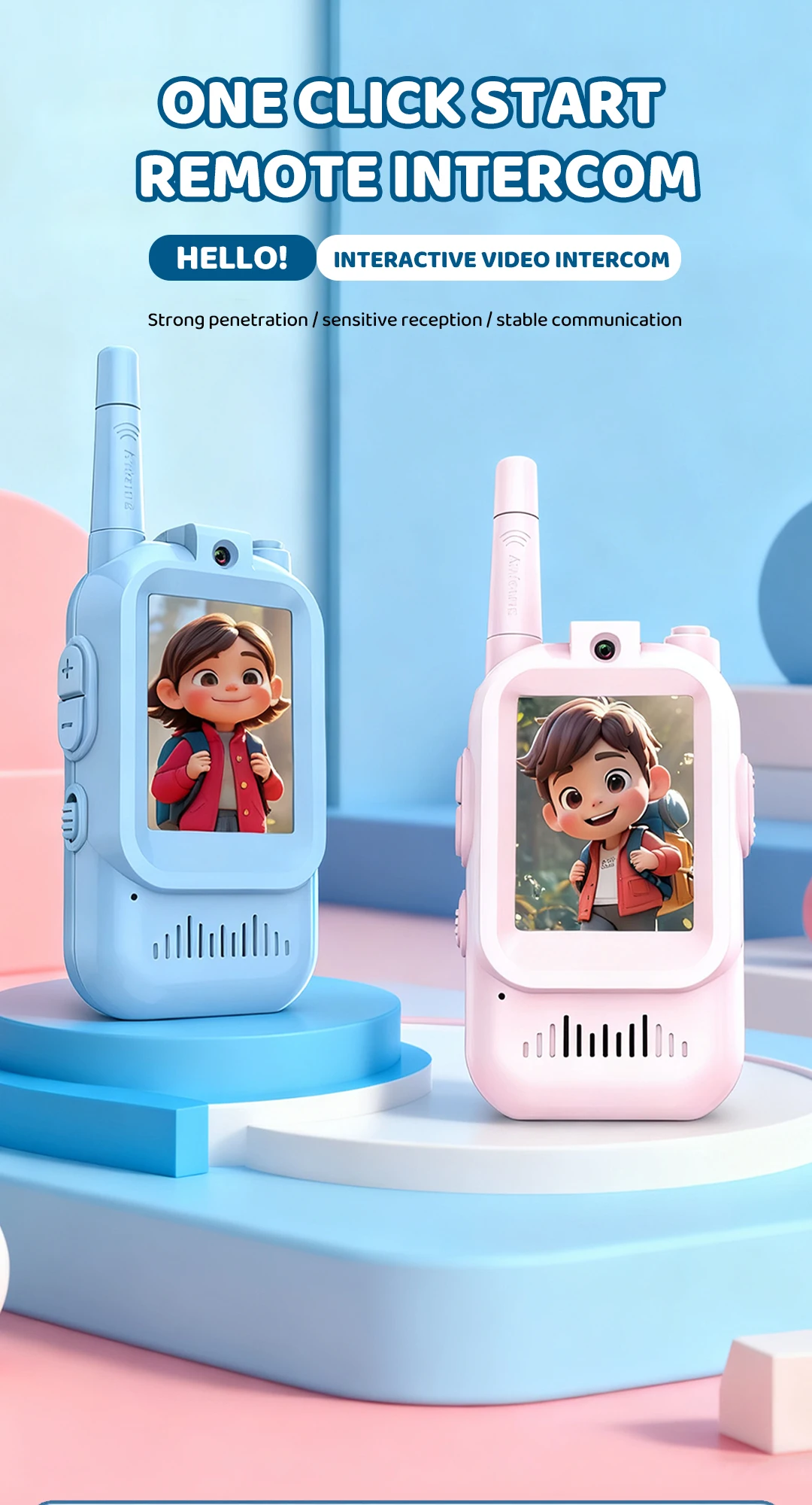 2 PCS Kids Video Walkie Talkie Variable Sound USB Charging Children Indoor Outdoor Toys for Travel Birthday Boys Girls Gifts New