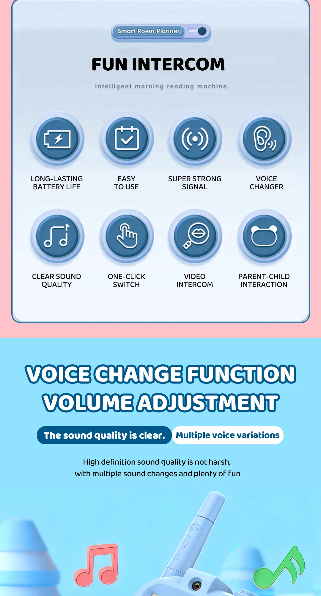 2 PCS Kids Video Walkie Talkie Variable Sound USB Charging Children Indoor Outdoor Toys for Travel Birthday Boys Girls Gifts New