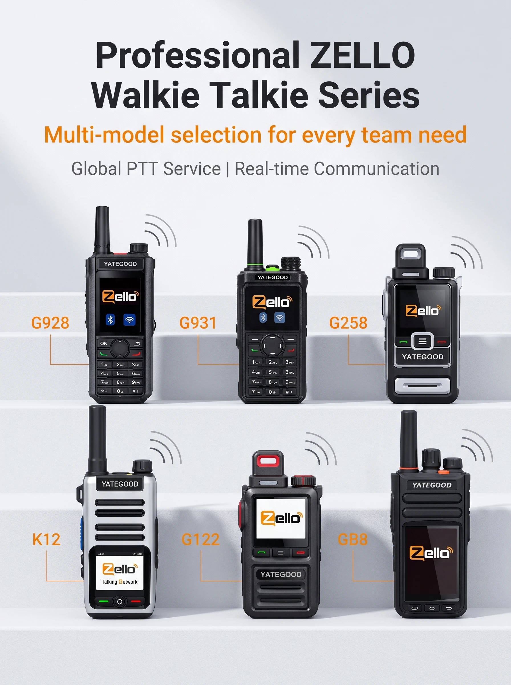 Zello 555 Bluetooth Walkie Talkie 4G 3G Radio100km Android Mobile Phone PTT Wifi Global