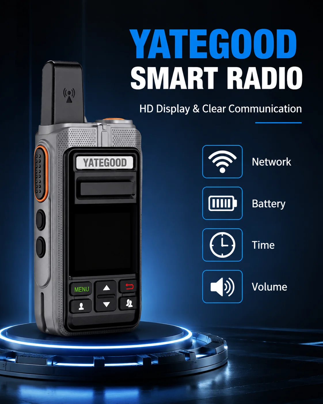 Zello 555 Bluetooth Walkie Talkie 4G 3G Radio100km Android Mobile Phone PTT Wifi Global