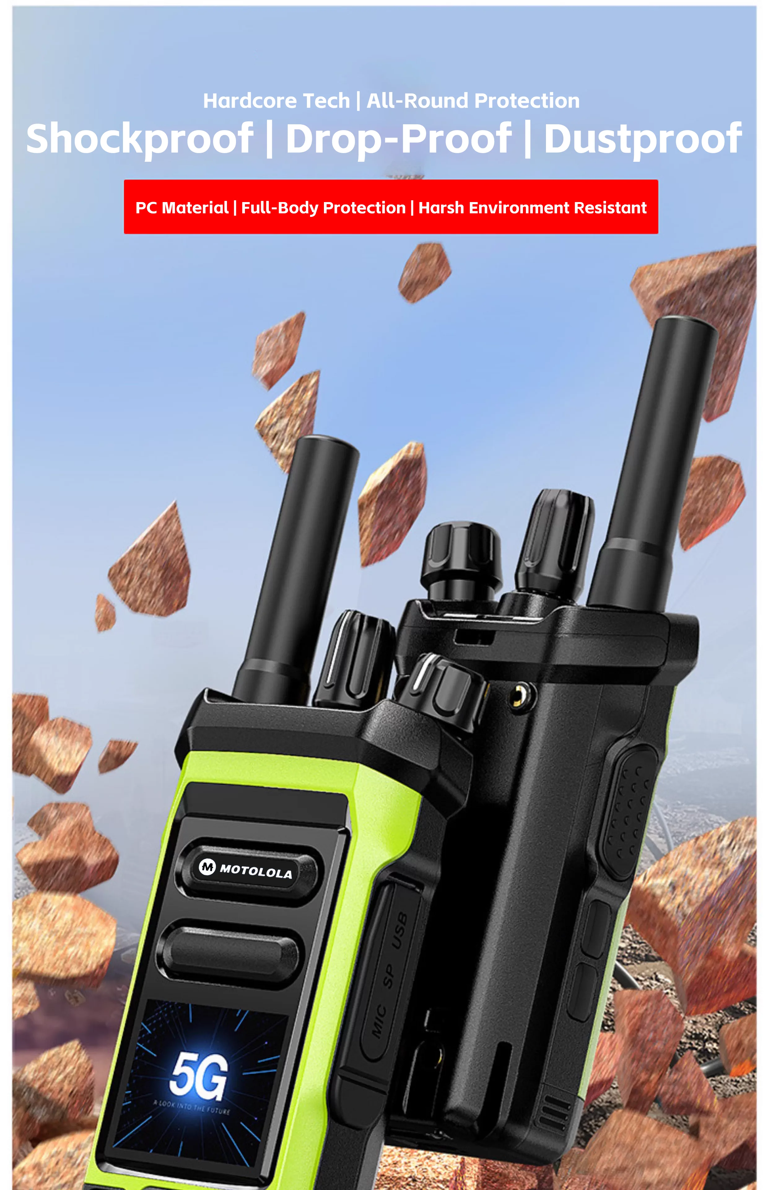 4G LTE Mini Android Walkie Talkie PTT Long Range 5000Km Intercom Sim Card Compatible POC-Global Radio