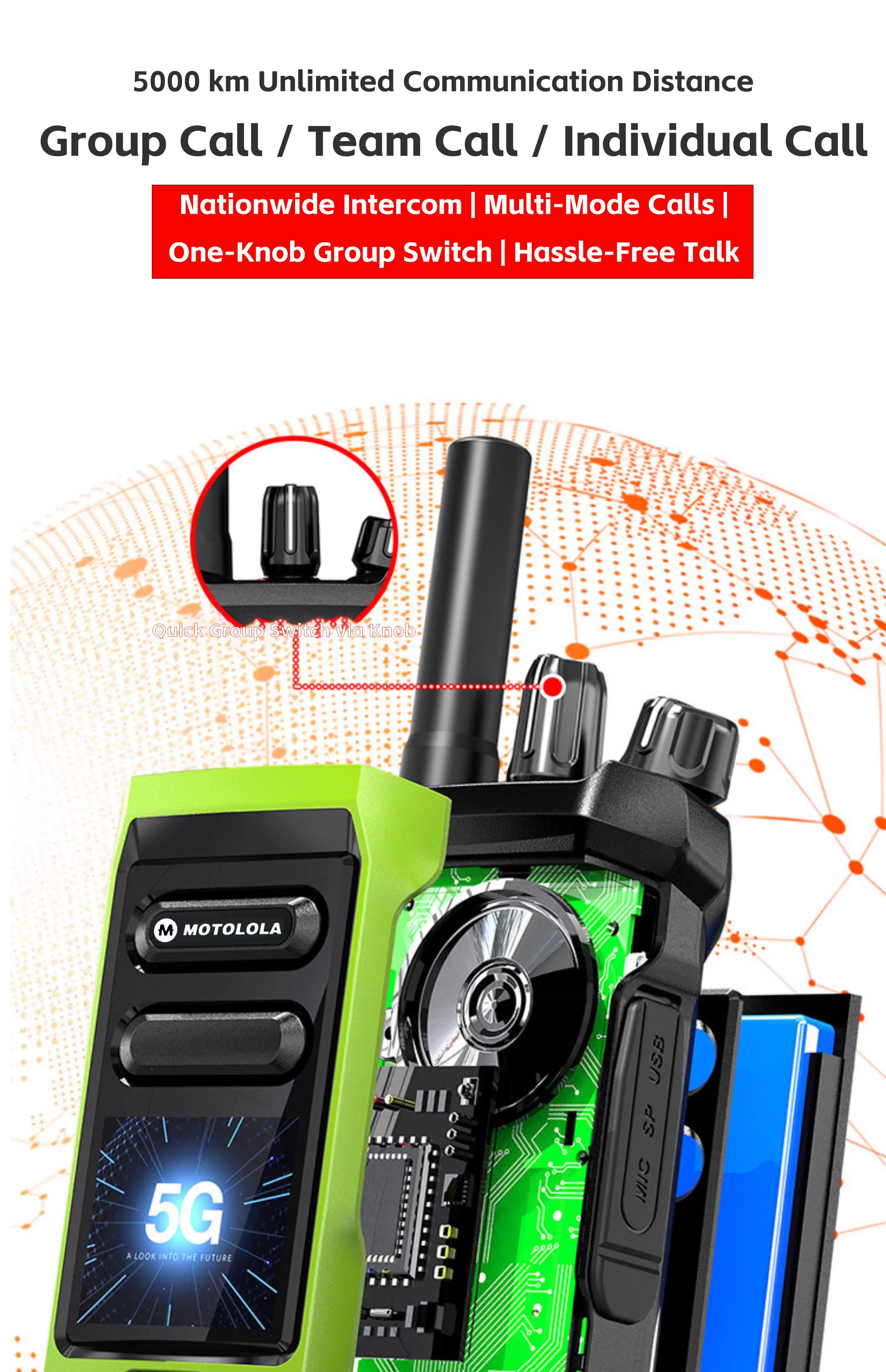 4G LTE Mini Android Walkie Talkie PTT Long Range 5000Km Intercom Sim Card Compatible POC-Global Radio