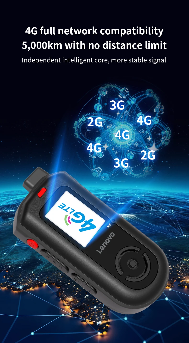 Lenovo (MINI RADIO SIM Lifetime Free)Global 4G POC walkie talkie, 5000 KM remote walkie talkie, global police civilian fleet