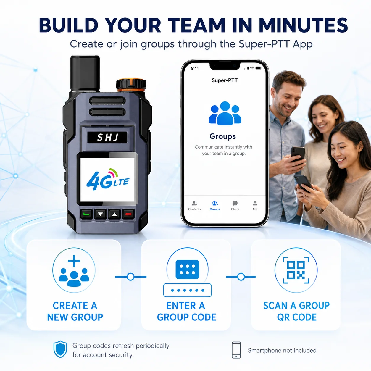 4G LTE Walkie Talkie, PoC Radio, SIM Card Walkie Talkie, PTT Radio, Two Way Radio, Lifetime Free Platform, Group Communication R
