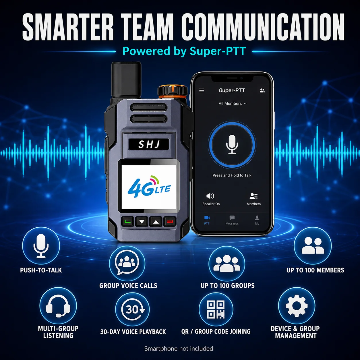 4G LTE Walkie Talkie, PoC Radio, SIM Card Walkie Talkie, PTT Radio, Two Way Radio, Lifetime Free Platform, Group Communication R