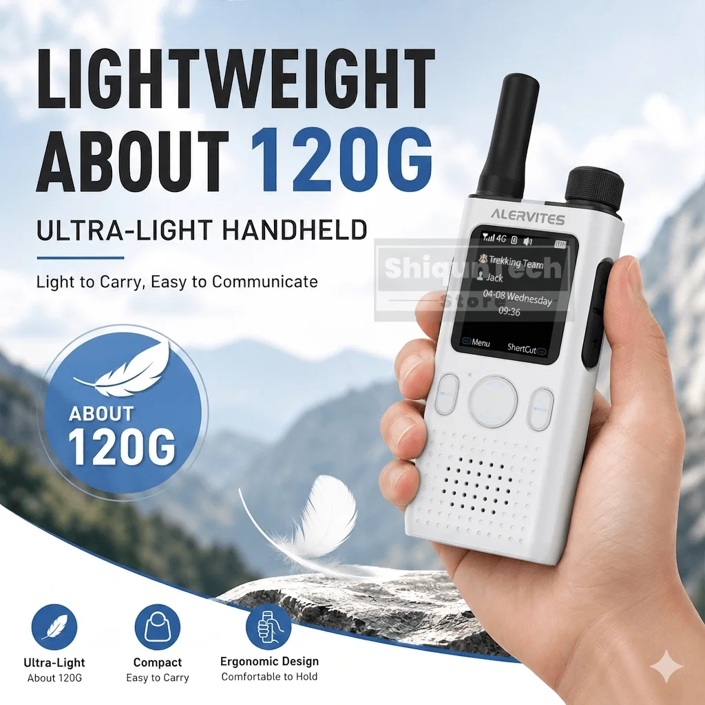 ALERVITES AT1 Global PoC Radio Baofeng Walkie Talkie 4G LTE SIM Card Lifetime Free APP Setting Unlimited Distance USB-C Charging