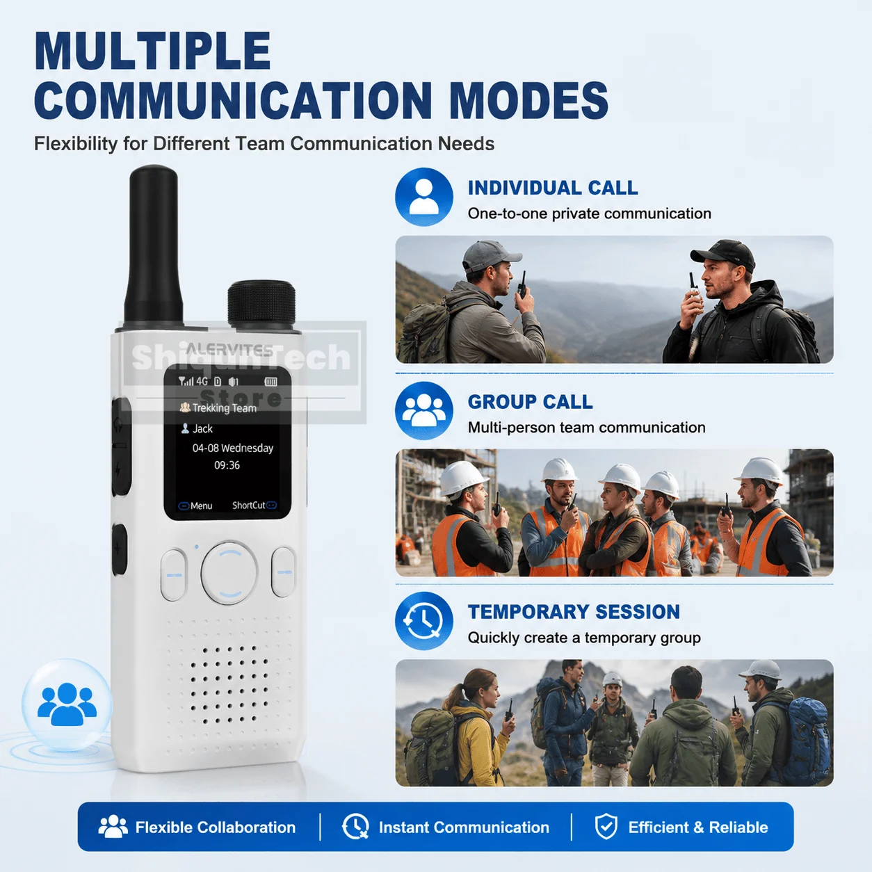 ALERVITES AT1 Global PoC Radio Baofeng Walkie Talkie 4G LTE SIM Card Lifetime Free APP Setting Unlimited Distance USB-C Charging