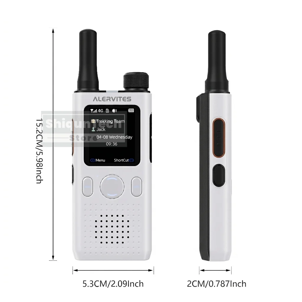 ALERVITES AT1 Global PoC Radio Baofeng Walkie Talkie 4G LTE SIM Card Lifetime Free APP Setting Unlimited Distance USB-C Charging