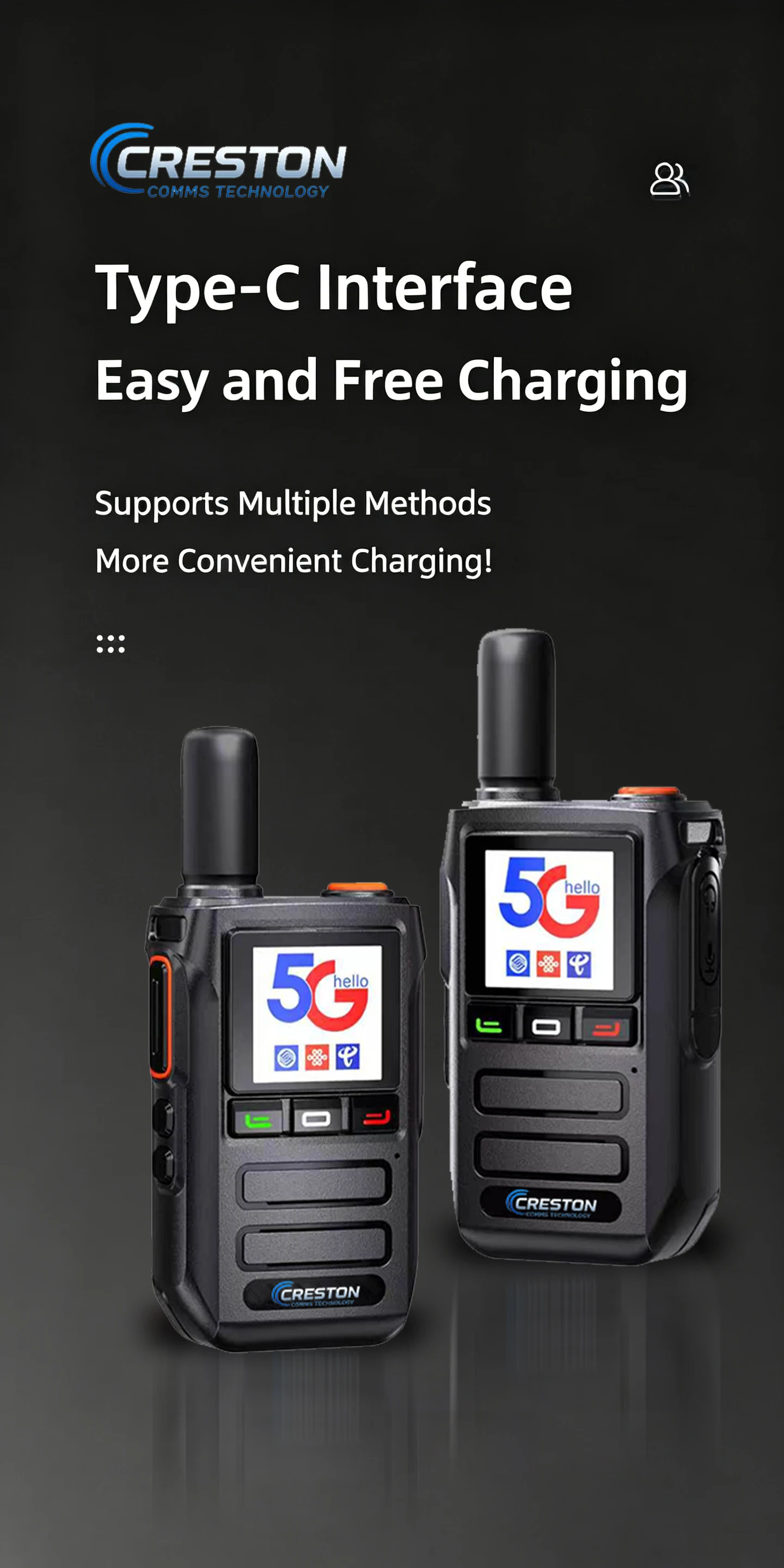 5G Global Public Network Walkie‑Talkie Long‑Distance PoC Two‑Way Radio HD Screen Type‑C Fast Charge Weather Alert Intercom