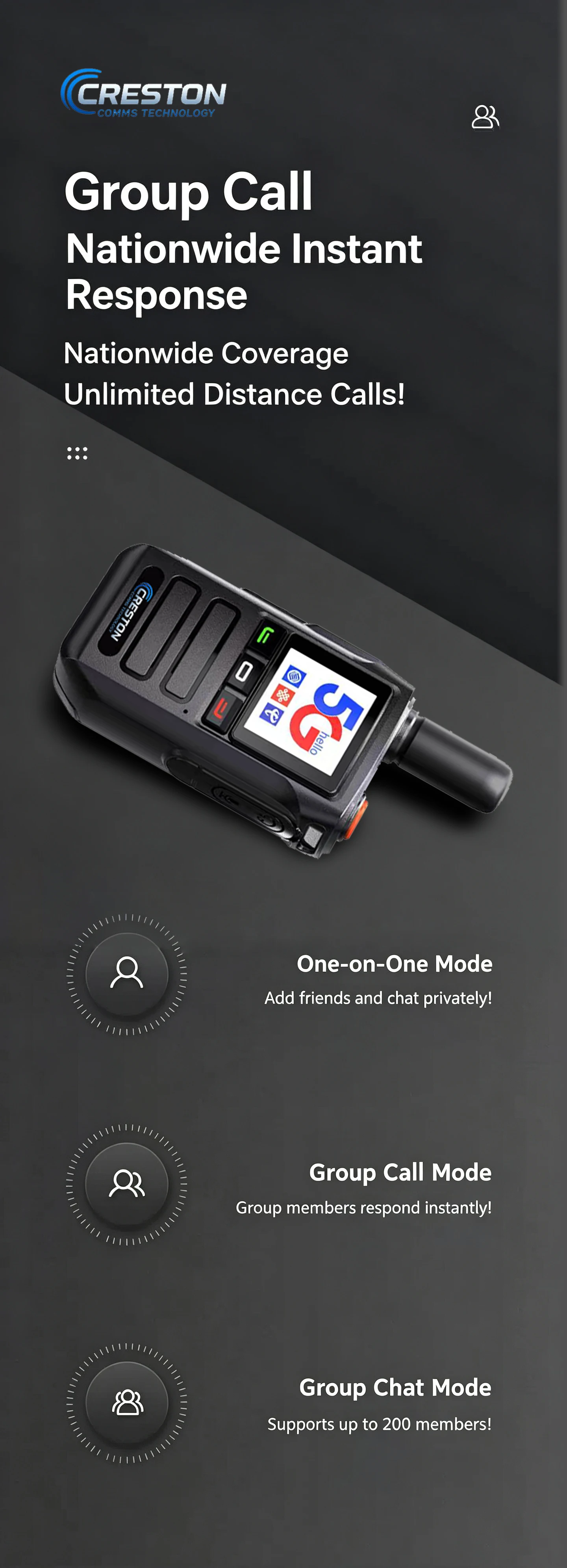 5G Global Public Network Walkie‑Talkie Long‑Distance PoC Two‑Way Radio HD Screen Type‑C Fast Charge Weather Alert Intercom