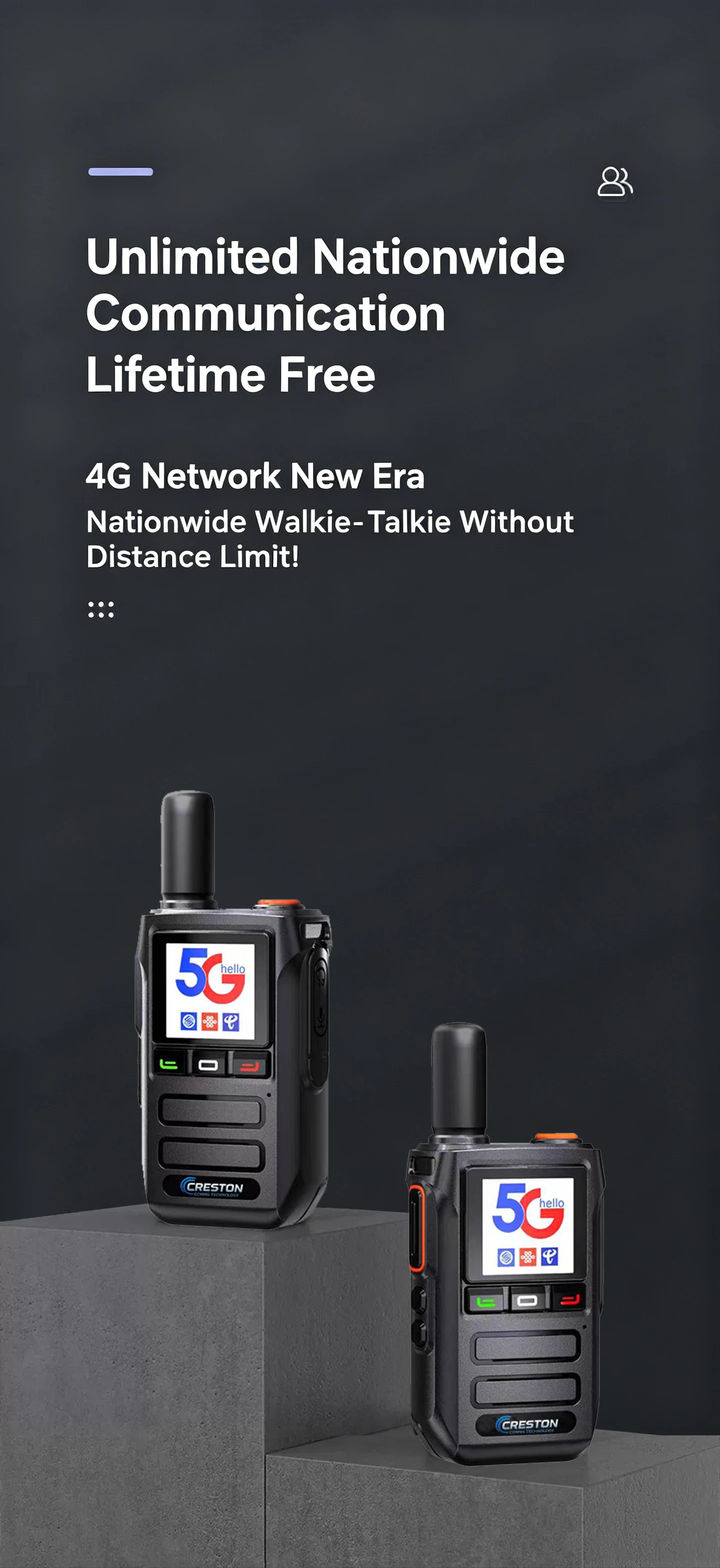 5G Global Public Network Walkie‑Talkie Long‑Distance PoC Two‑Way Radio HD Screen Type‑C Fast Charge Weather Alert Intercom