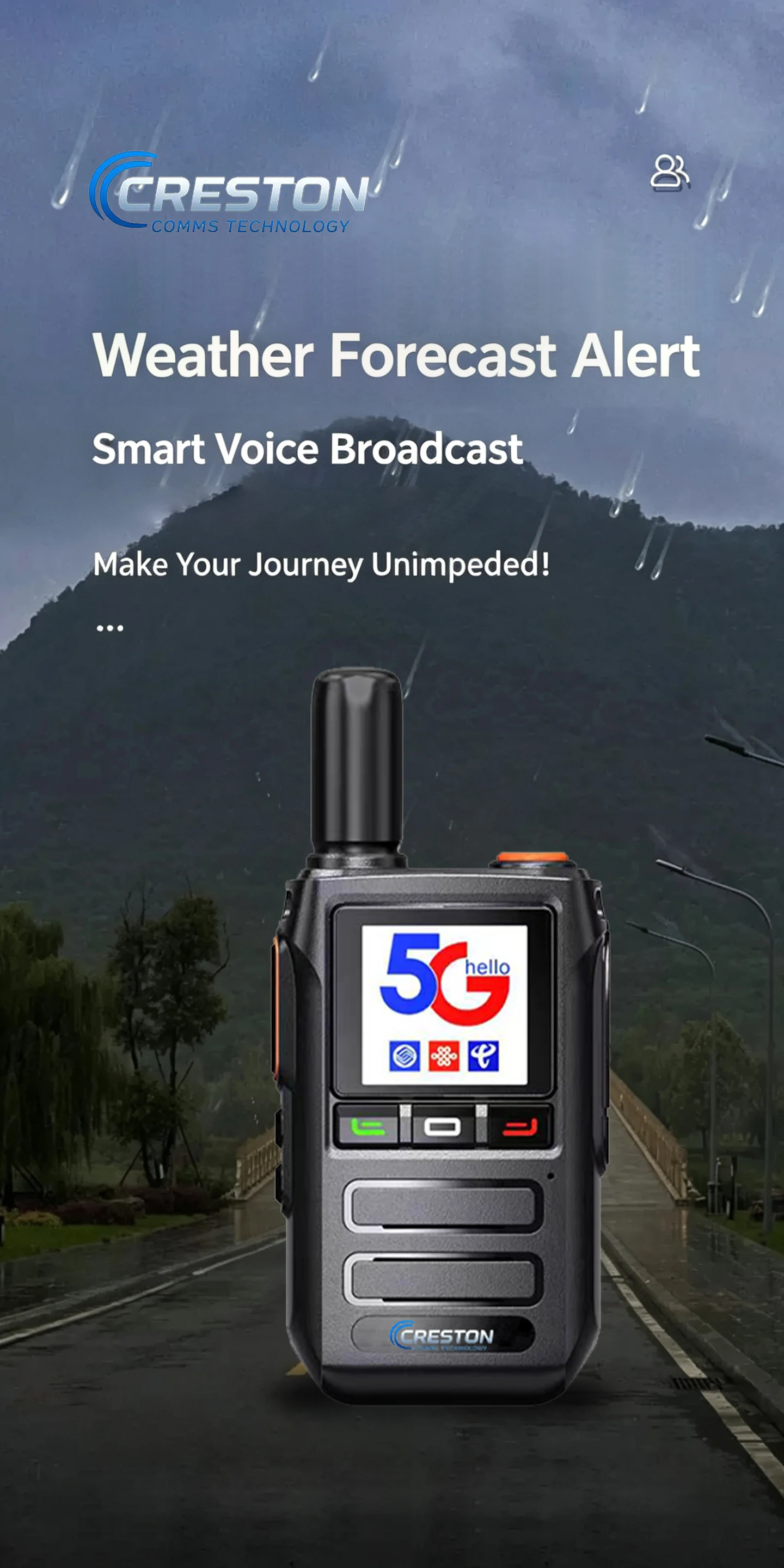 5G Global Public Network Walkie‑Talkie Long‑Distance PoC Two‑Way Radio HD Screen Type‑C Fast Charge Weather Alert Intercom