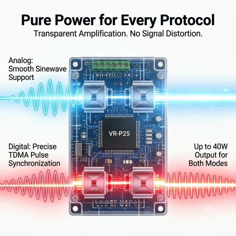 VR-P25D Power Amplifier Signal UHF 400-480MHz VHF 136-174MHz 20-40W for Handheld Radios DMR Tier II, P25 FDMA & Analog AMP-V25D