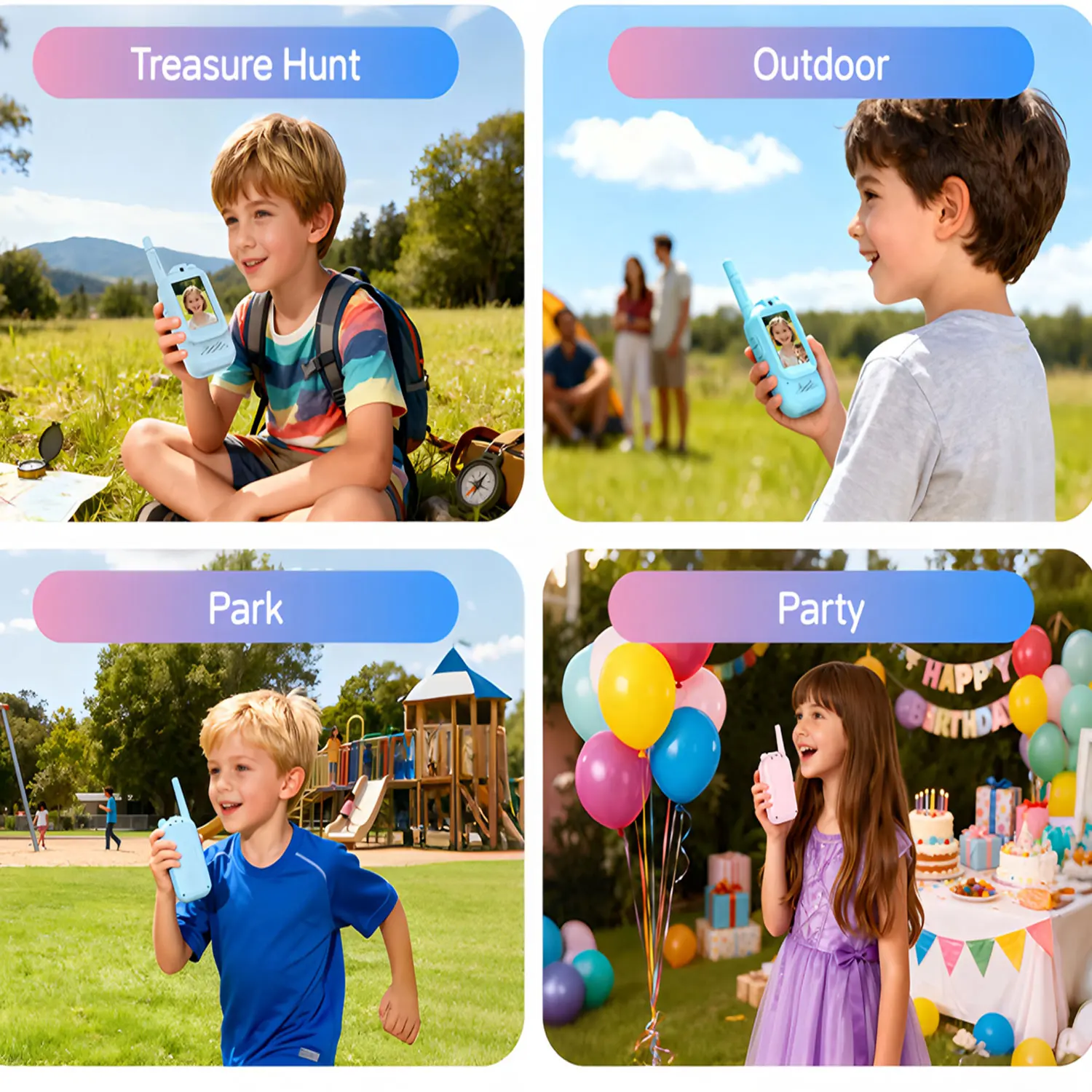2PC Children's Video Walkie-talkie HD Walkie-talkie Charging Indoor Outdoor Entertainment Kids Toys Festival Gifts
