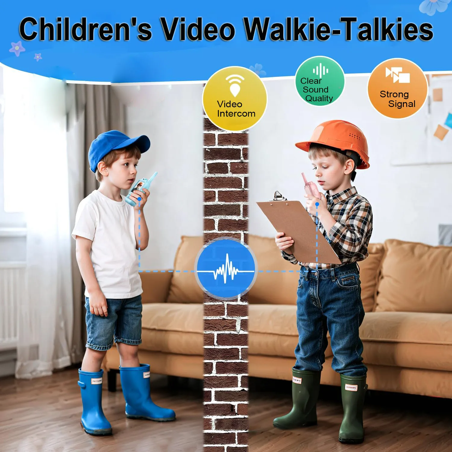 2PC Children's Video Walkie-talkie HD Walkie-talkie Charging Indoor Outdoor Entertainment Kids Toys Festival Gifts