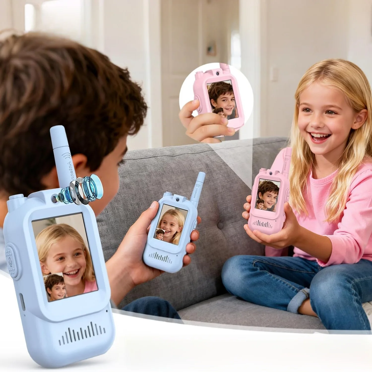 2PC Children's Video Walkie-talkie HD Walkie-talkie Charging Indoor Outdoor Entertainment Kids Toys Festival Gifts
