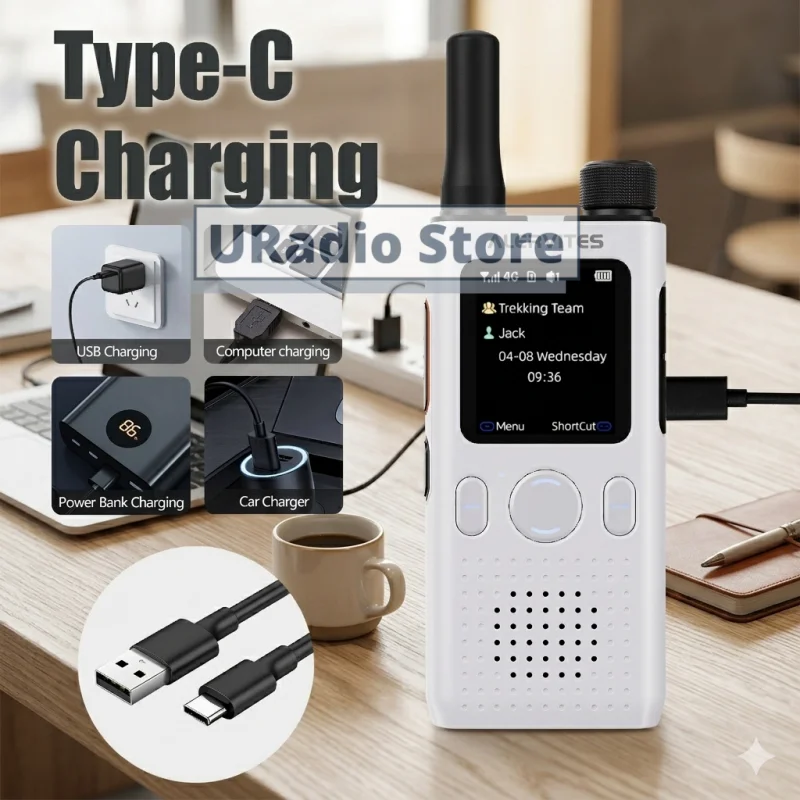 ALERVITES PoC AT1 Global Mini Walkie Talkie Baofeng Radio 4G APP Setting Type-C Charging Ultra-light Thin Single Call Nationwide