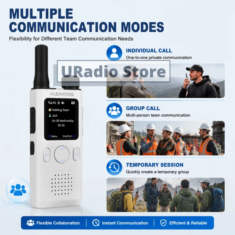 ALERVITES PoC AT1 Global Mini Walkie Talkie Baofeng Radio 4G APP Setting Type-C Charging Ultra-light Thin Single Call Nationwide