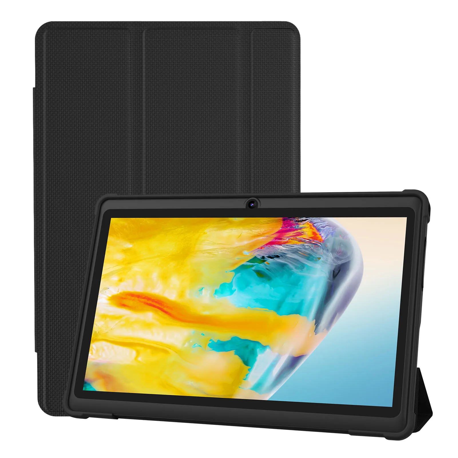 Pritom 7 Inch Tablet PC, Android 13 Quad Core, 4GB(2+2GB Virtual) RAM 32GB ROM, WiFi, Dual Camera, USB C, with Leather Case