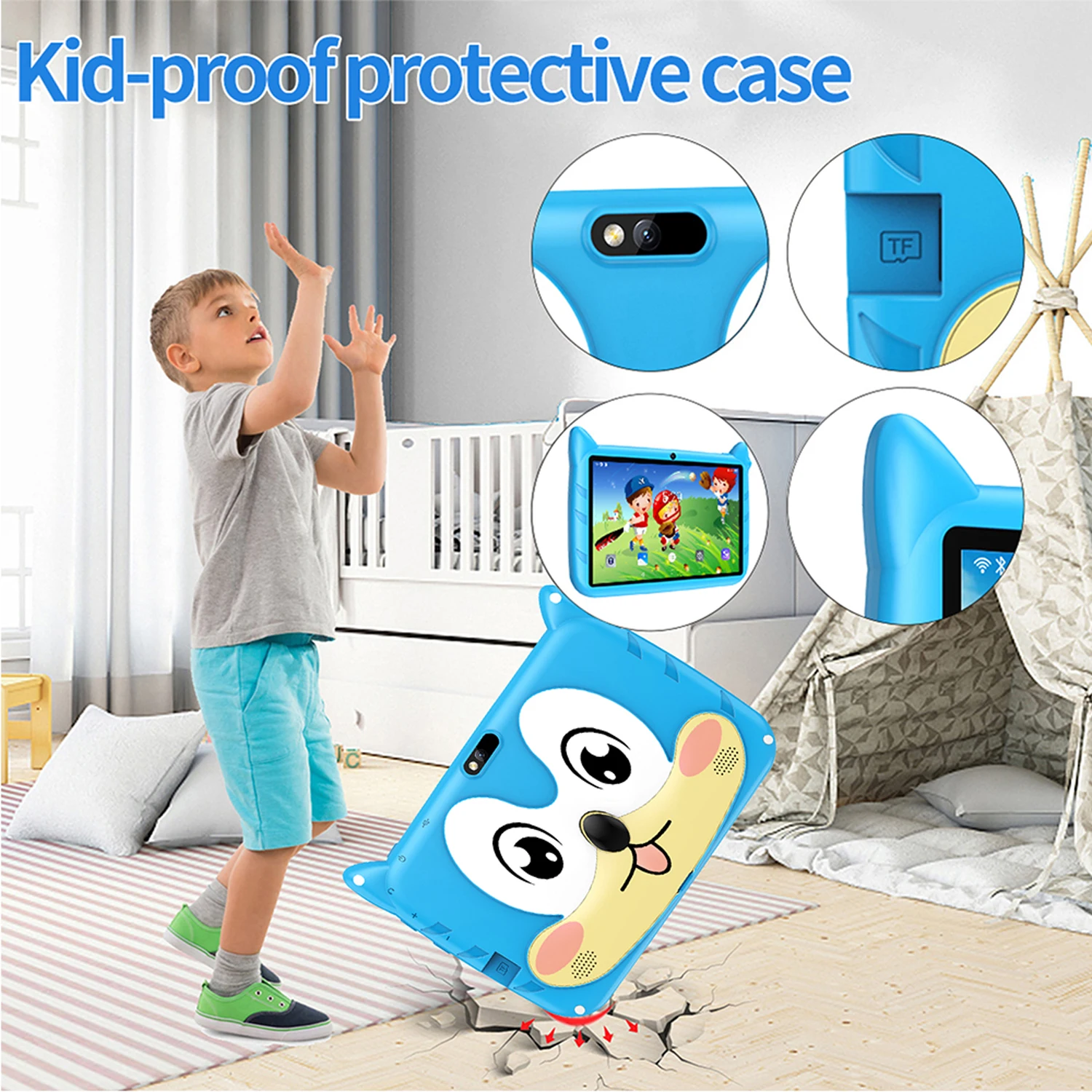 New 7 Inch 5G WiFi Kids Tablets For Study Education Android 13 Quad Core Google Play Children's Gift Tablet PC 4GB RAM 64GB ROM
