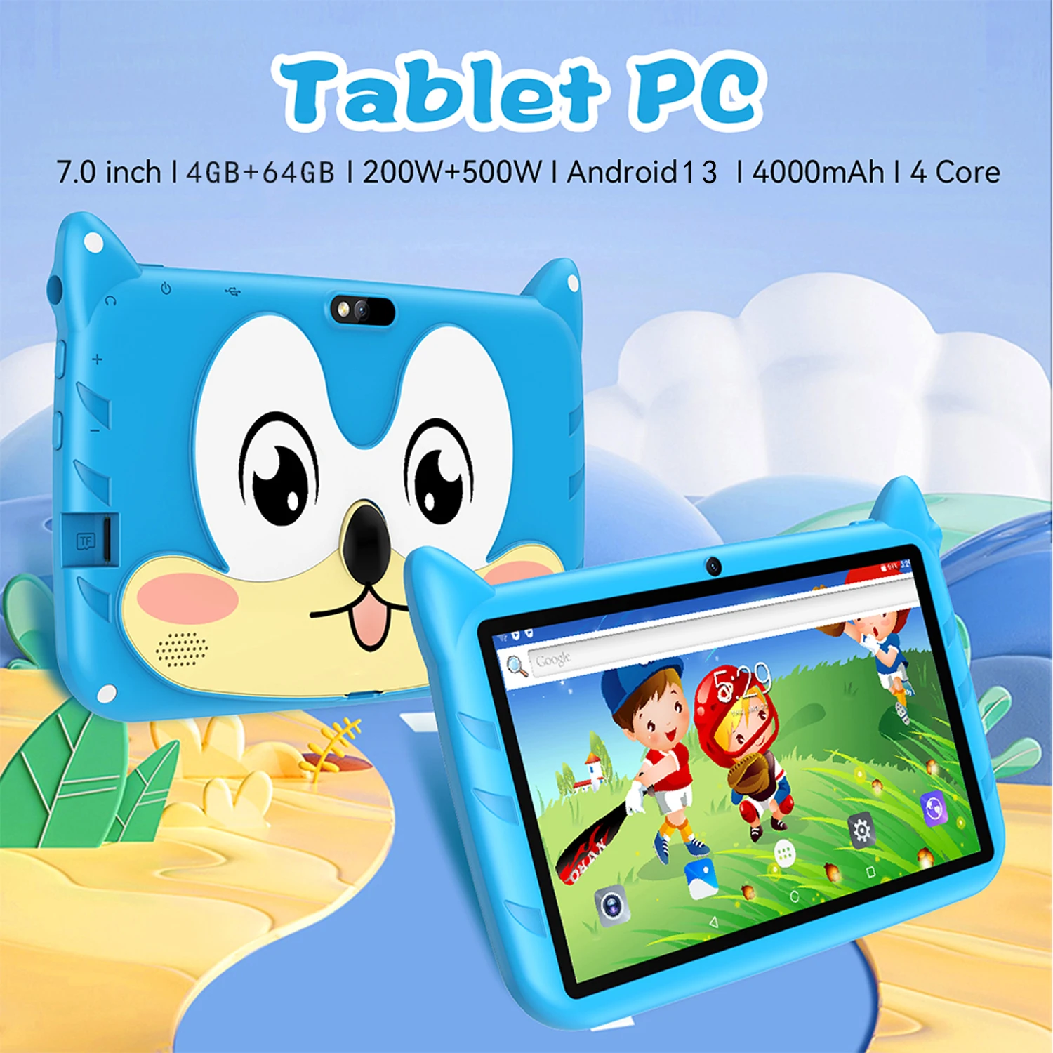 New 7 Inch 5G WiFi Kids Tablets For Study Education Android 13 Quad Core Google Play Children's Gift Tablet PC 4GB RAM 64GB ROM
