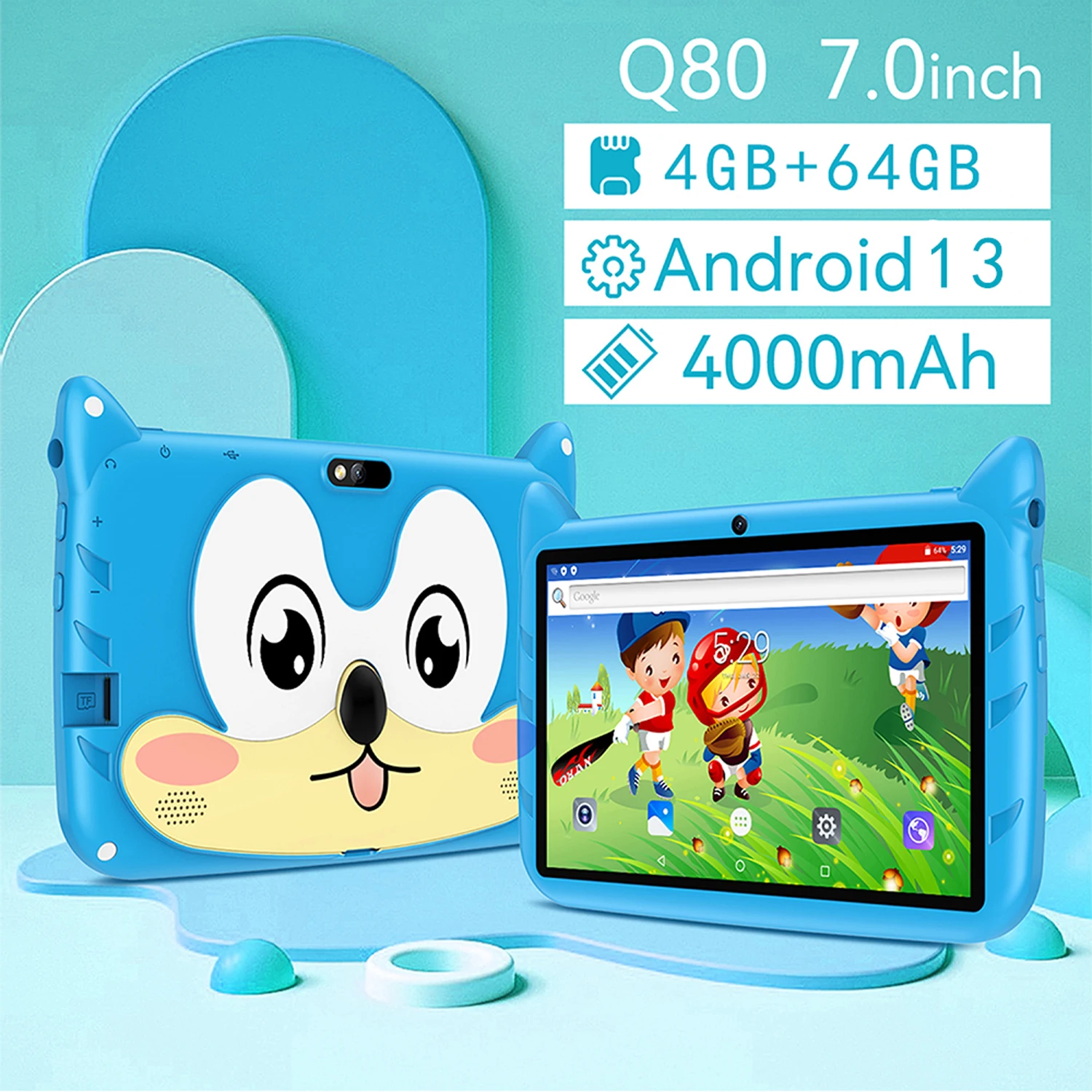 New 7 Inch 5G WiFi Kids Tablets For Study Education Android 13 Quad Core Google Play Children's Gift Tablet PC 4GB RAM 64GB ROM