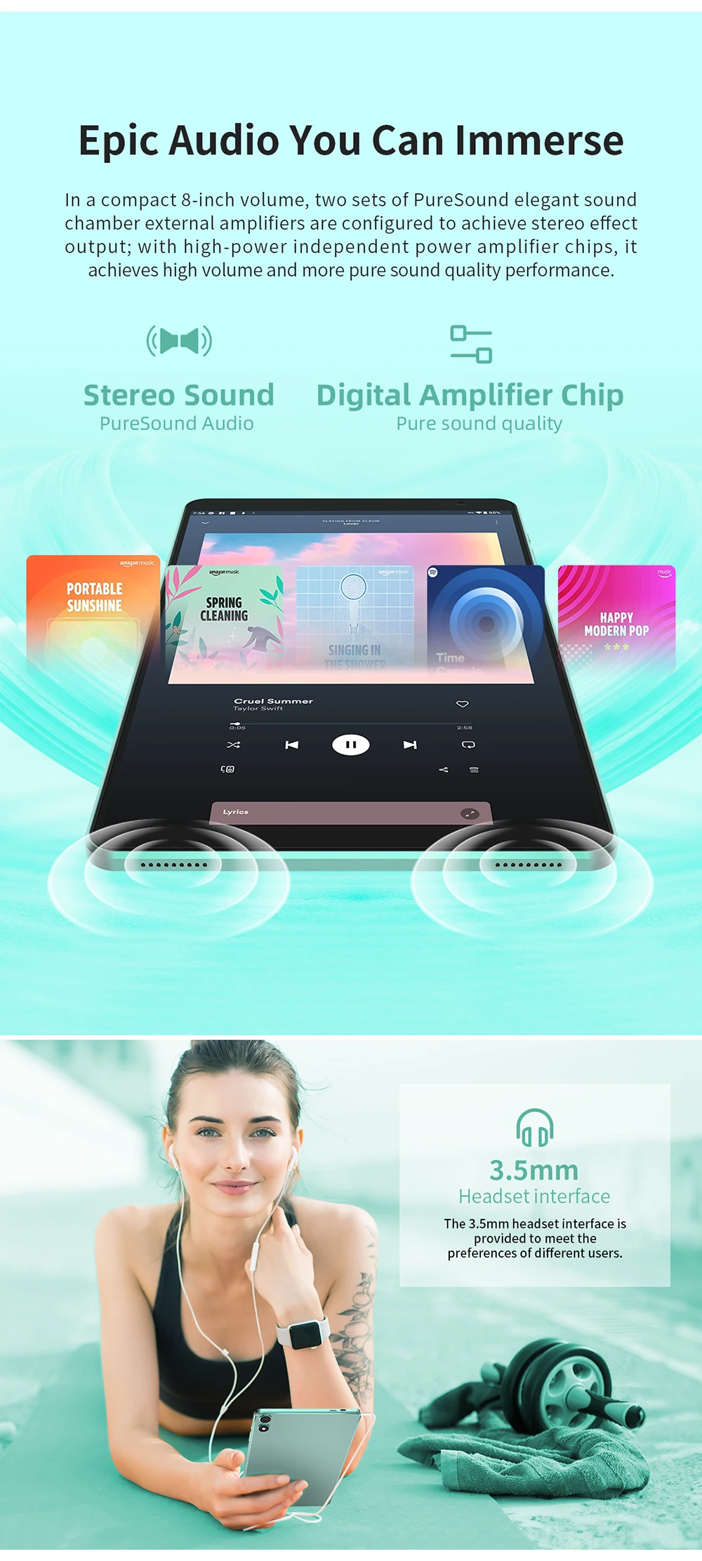 Teclast P85T Tablet A523 8-Core CPU/8inch 1280*800 HD IPS/12GB (4GB+8GB)RAM/64GB ROM/5000mAh Type-C/Android 14/WiFi6+BT5.2