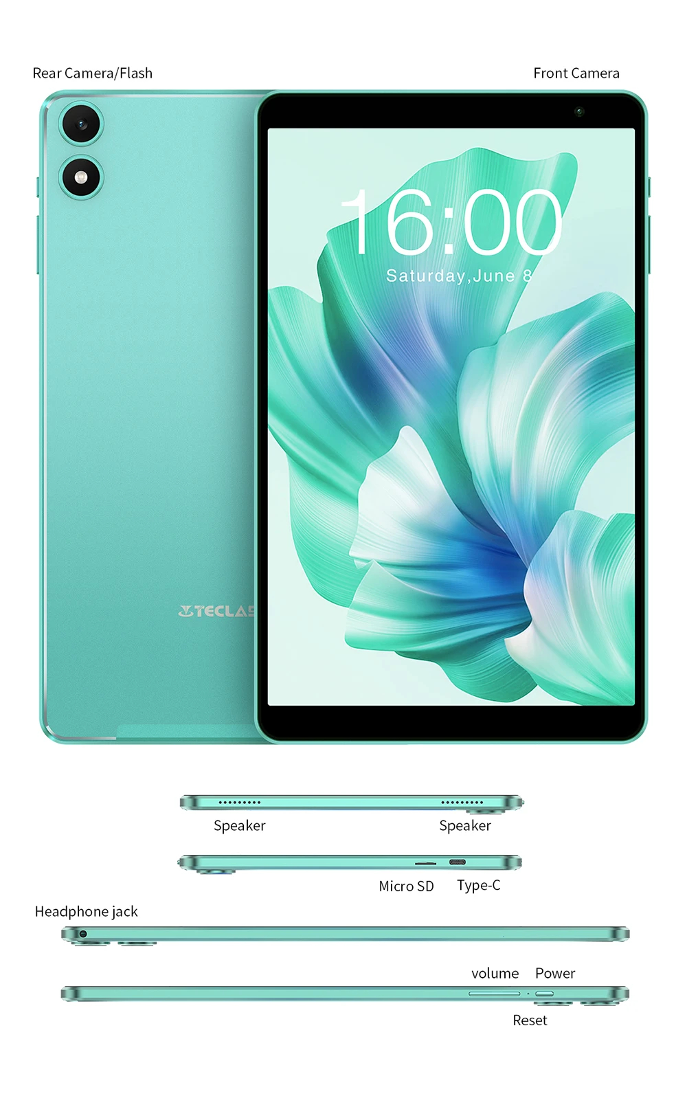 Teclast P85T Tablet A523 8-Core CPU/8inch 1280*800 HD IPS/12GB (4GB+8GB)RAM/64GB ROM/5000mAh Type-C/Android 14/WiFi6+BT5.2