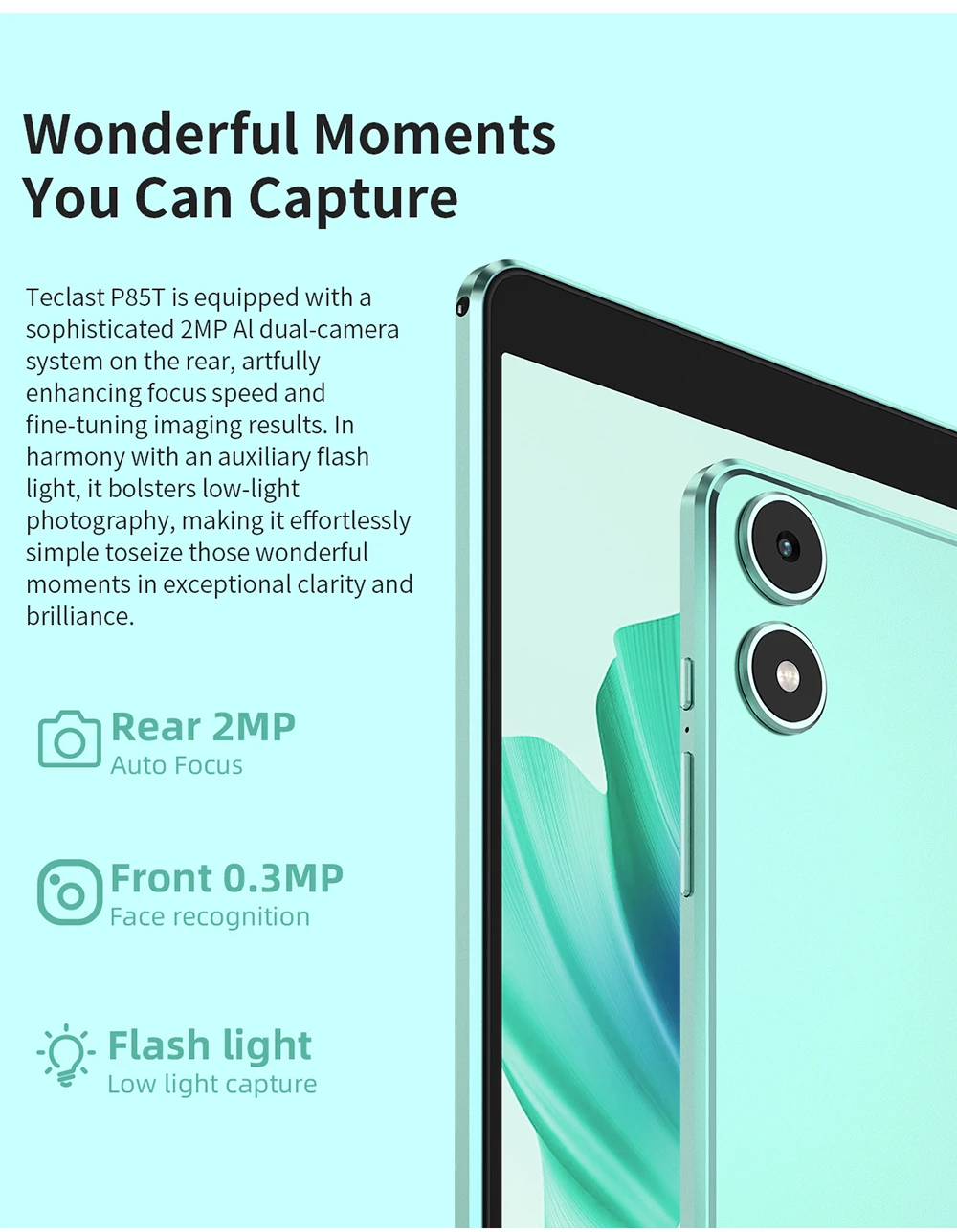 Teclast P85T Tablet A523 8-Core CPU/8inch 1280*800 HD IPS/12GB (4GB+8GB)RAM/64GB ROM/5000mAh Type-C/Android 14/WiFi6+BT5.2