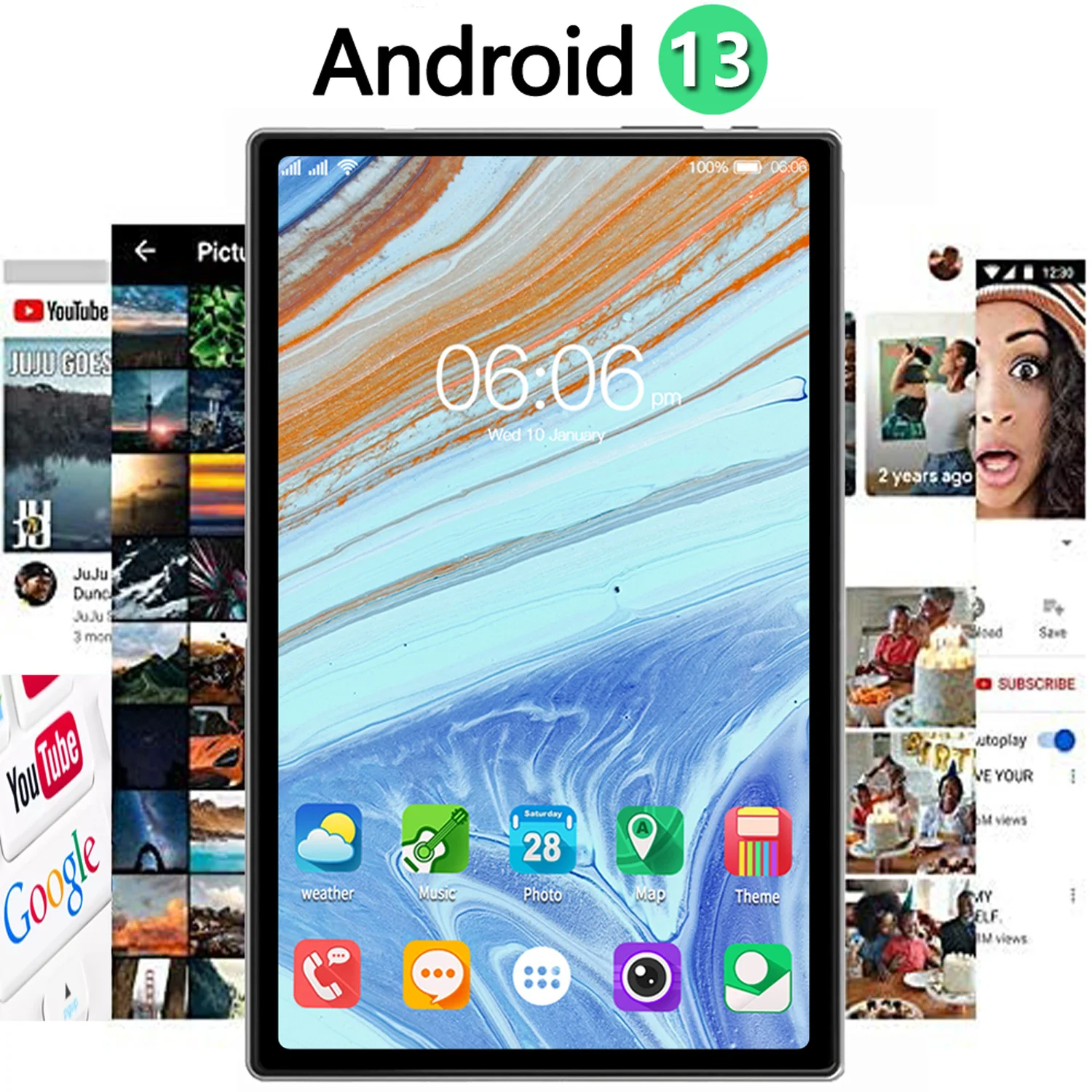 BDF Pad New 10.1 Inch Android Tablets Octa Core 8GB RAM 256GB ROM 4G LTE 5G WiFi Tablet Pc Double SIM Dual Cameras 8000mAh