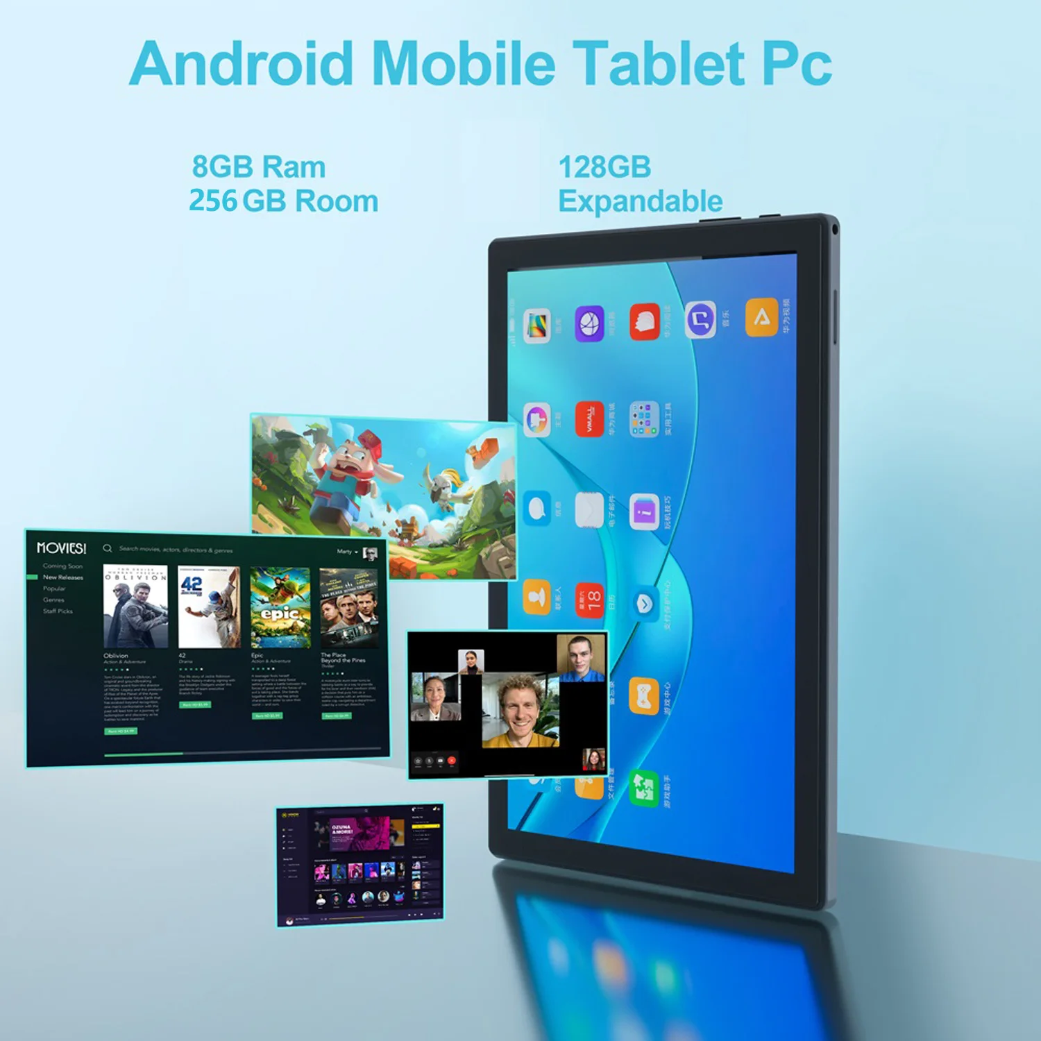 BDF Pad New 10.1 Inch Android Tablets Octa Core 8GB RAM 256GB ROM 4G LTE 5G WiFi Tablet Pc Double SIM Dual Cameras 8000mAh