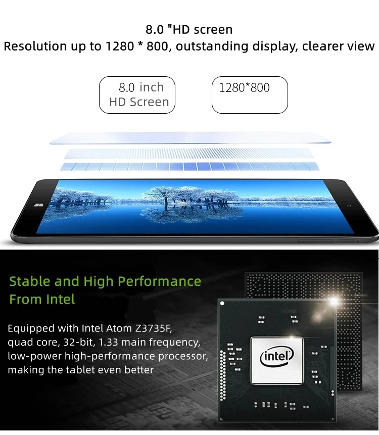 Hot Wholesales 8 INCH AR1 Windows 10 Tablet 8GB RAM 128GB ROM Intel Z3735F/Z8300 Quad Core Dual Cameras 1280 X 800 IPS WIFI