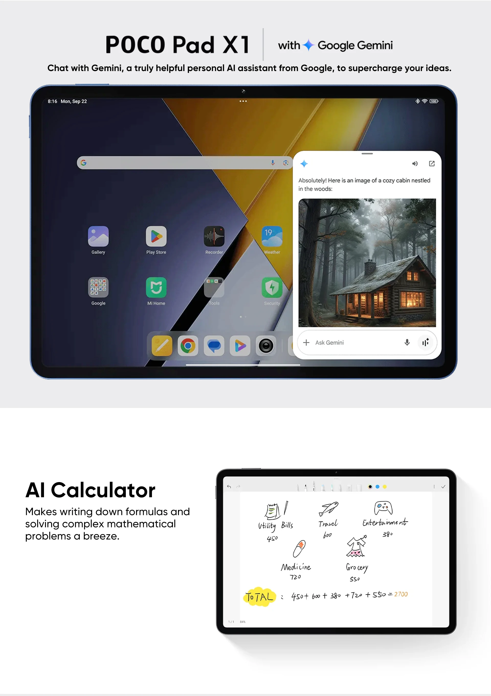 Original POCO Pad X1 Global Version Tablets Snapdragon 7+ Gen 3 11.2'' 3.2K 144Hz Display 13MP 8850mAh 45W Turbo Charging