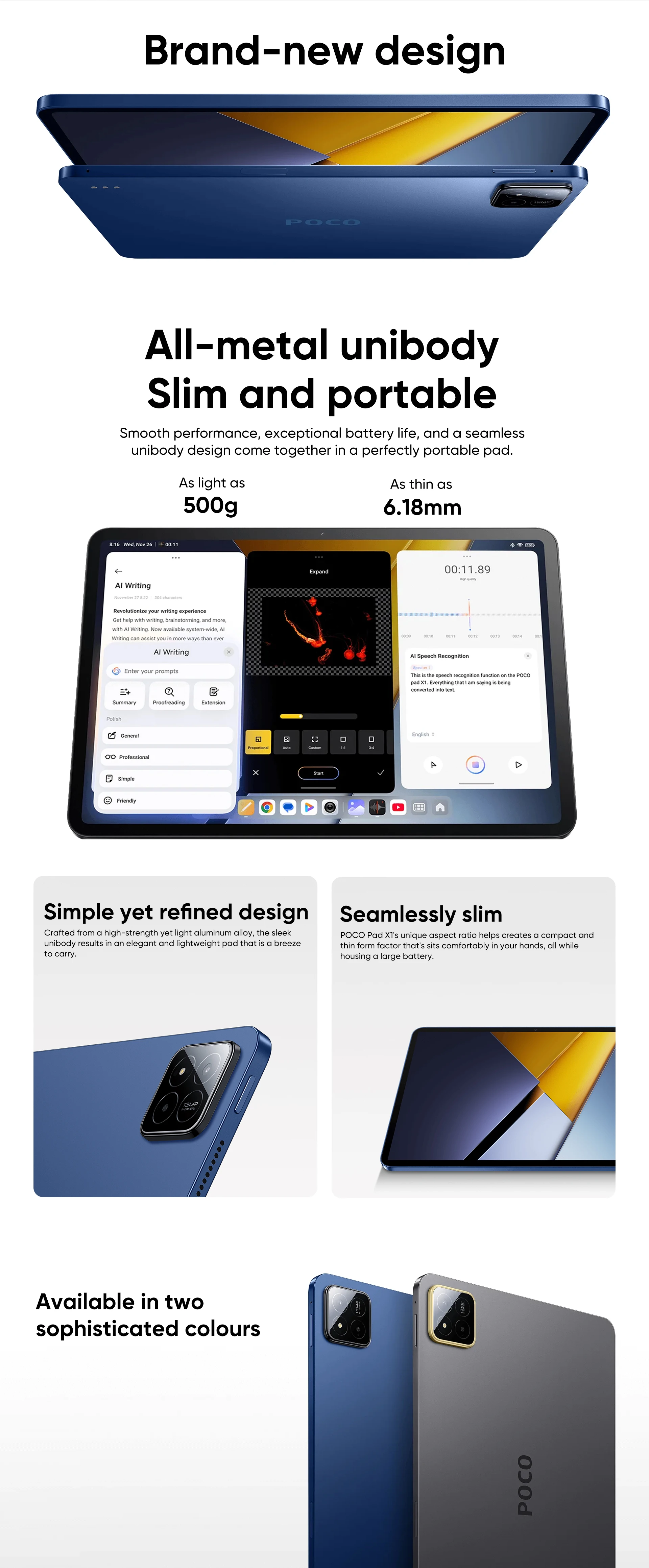 Original POCO Pad X1 Global Version Tablets Snapdragon 7+ Gen 3 11.2'' 3.2K 144Hz Display 13MP 8850mAh 45W Turbo Charging