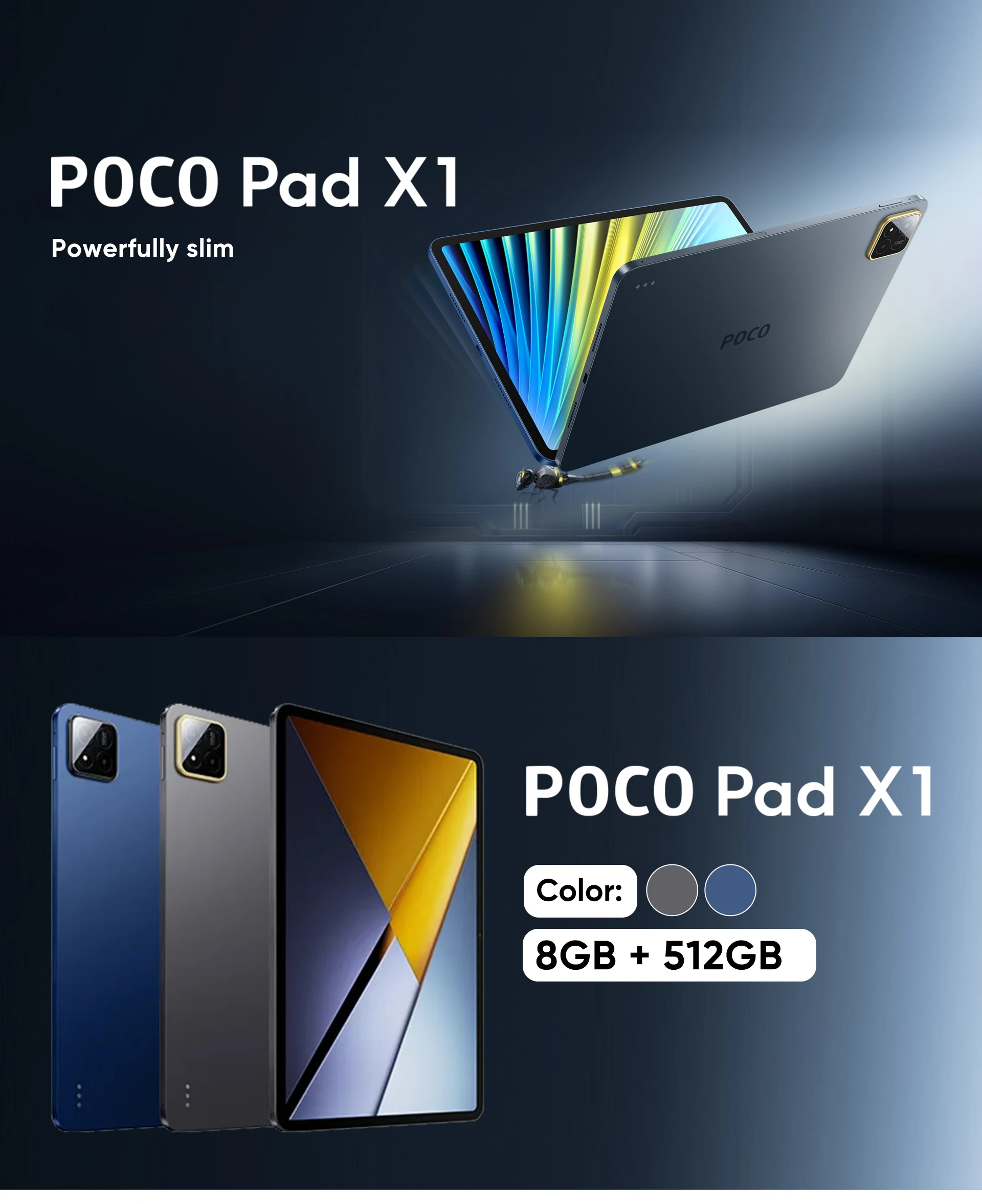 Original POCO Pad X1 Global Version Tablets Snapdragon 7+ Gen 3 11.2'' 3.2K 144Hz Display 13MP 8850mAh 45W Turbo Charging