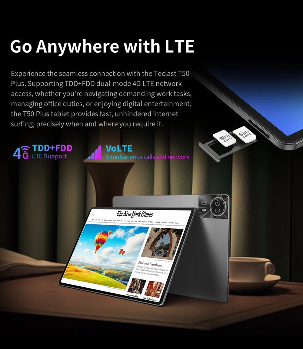 Teclast T50 Plus 11" 120Hz FHD Display UNISOC T7280 8GB 128GB Android 16 Tablets 8000mAh Battery 4G LTE Dual SIM GPS Tablet PC