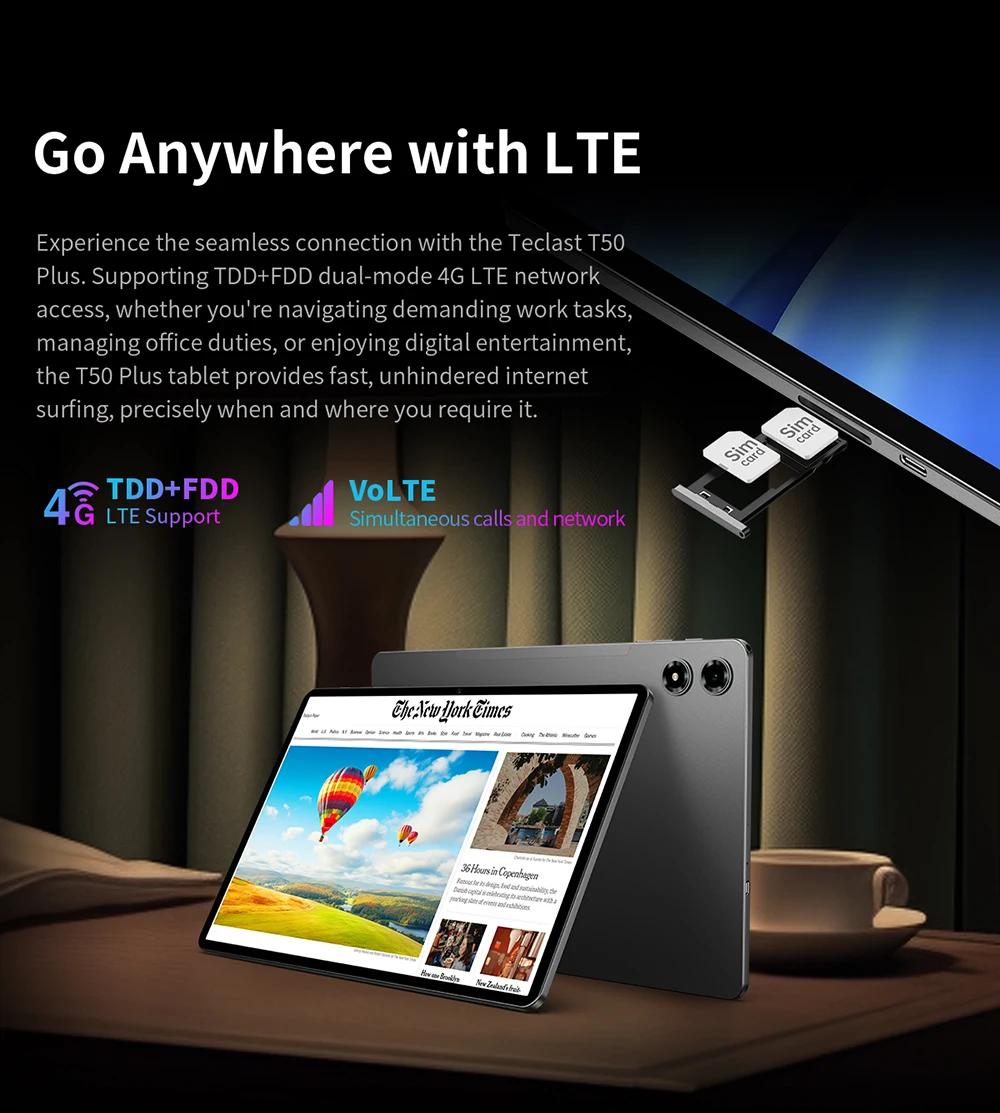 Teclast T50 Plus 11" 120Hz FHD Display UNISOC T7280 8GB 128GB Android 16 Tablets 8000mAh Battery 4G LTE Dual SIM GPS Tablet PC