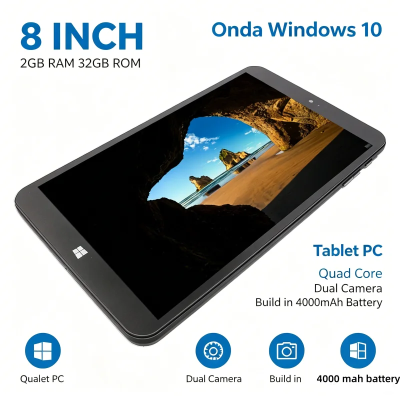 Hot Sales 8 INCH Q1 Onda 8GB RAM 128GB ROM Windows 10 Tablet PC Quad Core, Dual Camera 1280 X 800 IPS Screen WIFI