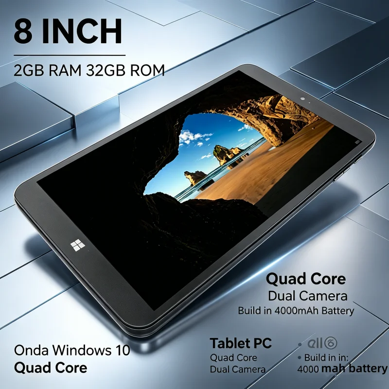 Hot Sales 8 INCH Q1 Onda 8GB RAM 128GB ROM Windows 10 Tablet PC Quad Core, Dual Camera 1280 X 800 IPS Screen WIFI