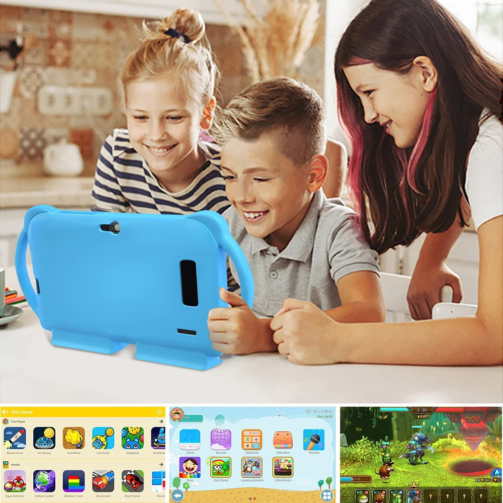 2026 New 7 Inch Kids Tablet with Cartoon Proof Case 5G WiFi Google Learning Education Tablet PC 4GB RAM 64GB ROM 4000mAh