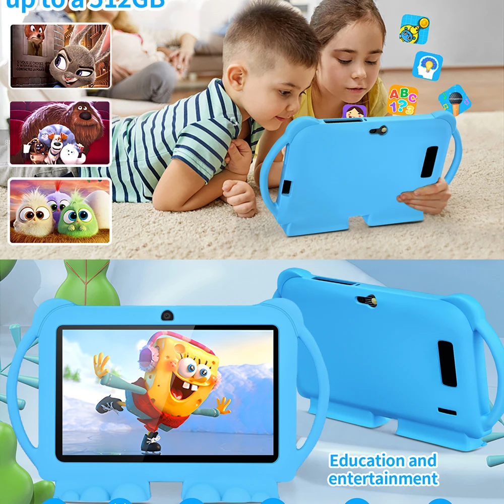 2026 New 7 Inch Kids Tablet with Cartoon Proof Case 5G WiFi Google Learning Education Tablet PC 4GB RAM 64GB ROM 4000mAh