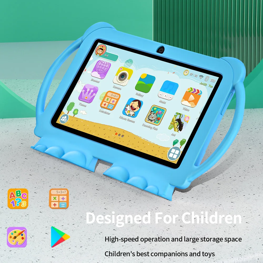 2026 New 7 Inch Kids Tablet with Cartoon Proof Case 5G WiFi Google Learning Education Tablet PC 4GB RAM 64GB ROM 4000mAh