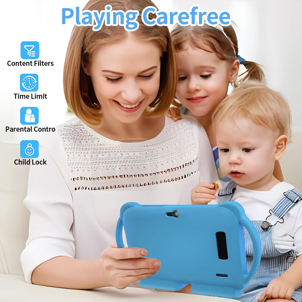 2026 New 7 Inch Kids Tablet with Cartoon Proof Case 5G WiFi Google Learning Education Tablet PC 4GB RAM 64GB ROM 4000mAh