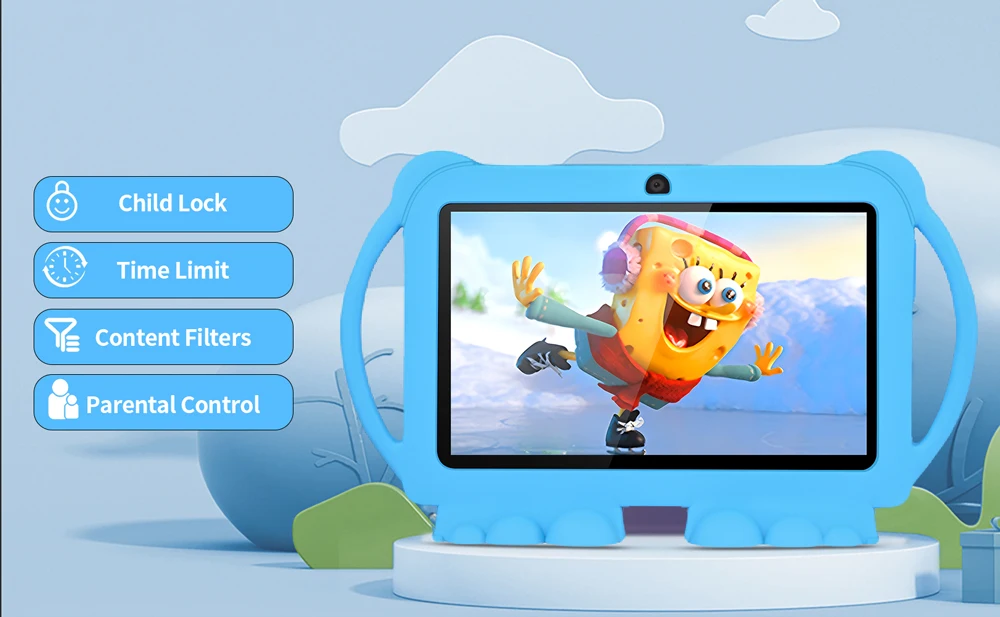 2026 New 7 Inch Kids Tablet with Cartoon Proof Case 5G WiFi Google Learning Education Tablet PC 4GB RAM 64GB ROM 4000mAh