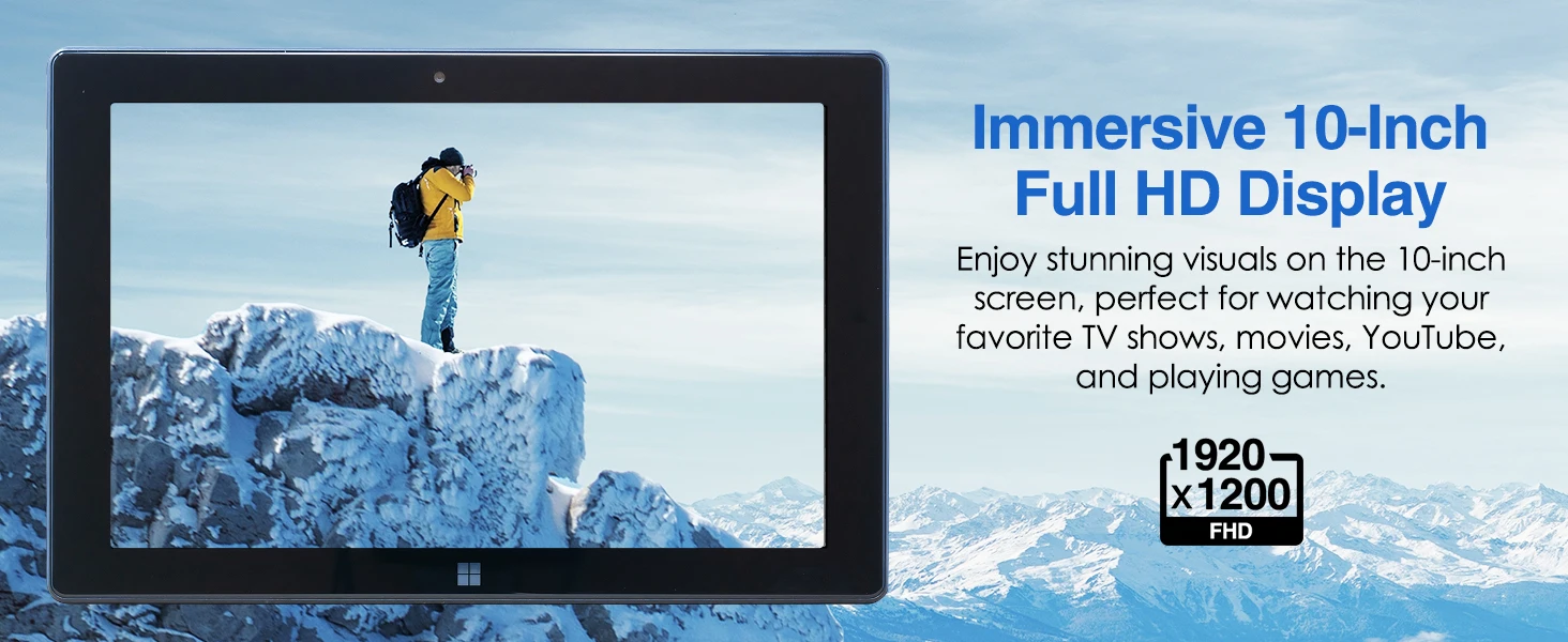 10.6 "Black Ultra Slim 4GB DDR3 RAM 64GB ROM 64 Bit Windows 10 Tablet PC Intel Cherry Trail X5-Z8350 1920×1080